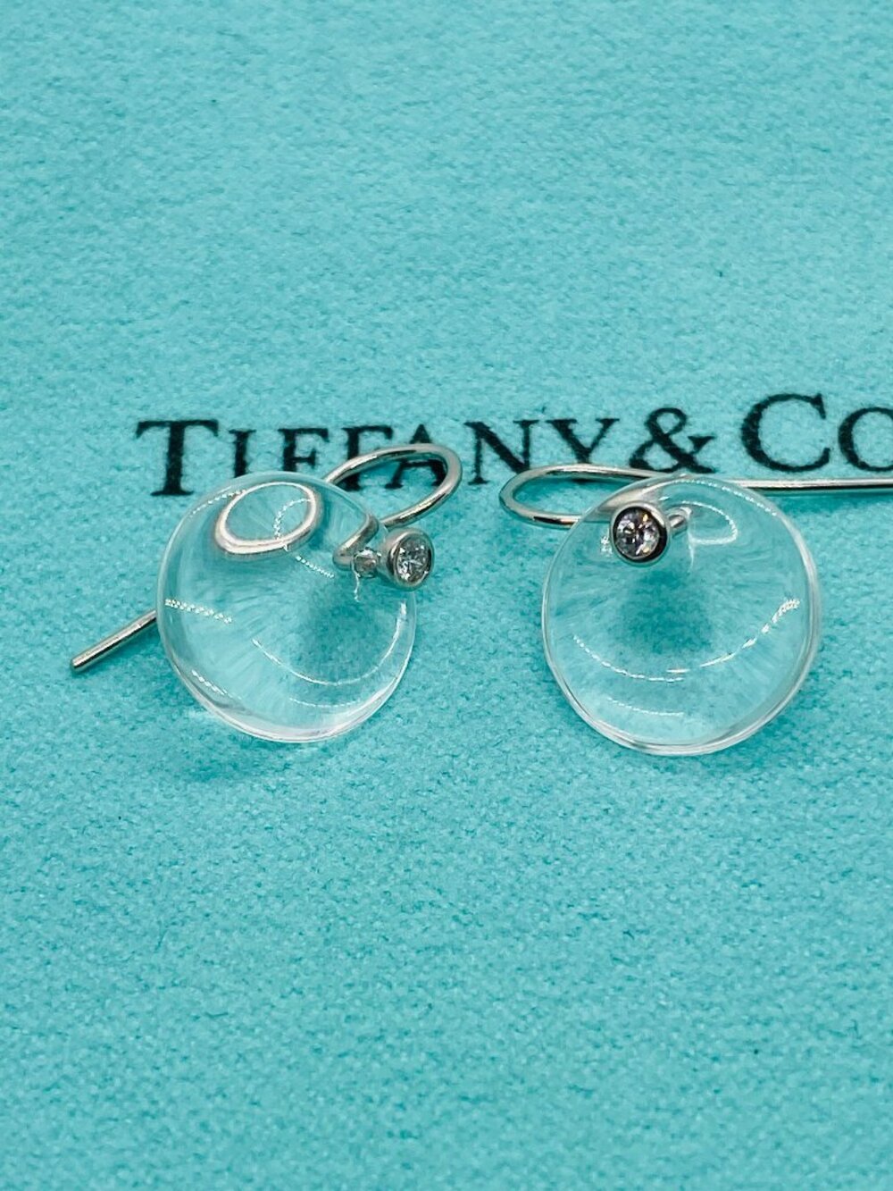 Tiffany & Co. Peretti Round Disc Diamond Drop Dangle Earrings PT950